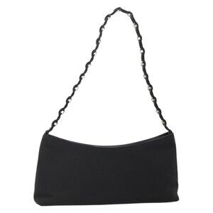 Authentic Salvatore Ferragamo Chain Vala Shoulder Bag Nylon Black Silver